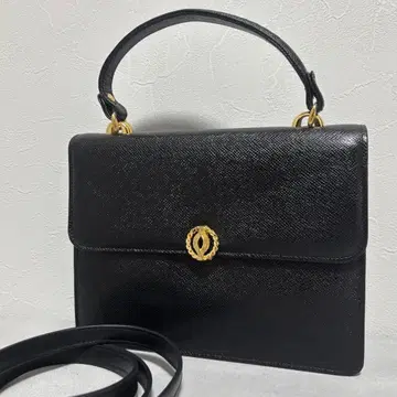 새상품급 포멀 백 2way 가죽 리자드 골드 금장 장식 블랙