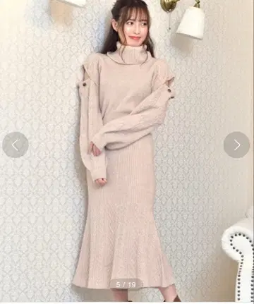 MIIA 2WAY 케이블 터틀 니트