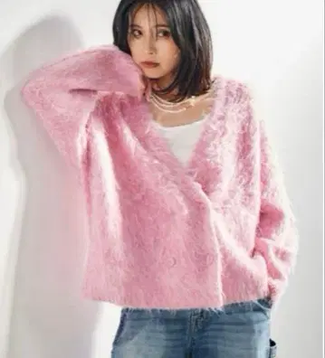 미사용! 밴야드 스톰 otonaMUSE 콜라보 니트 퍼 가디건 샤기