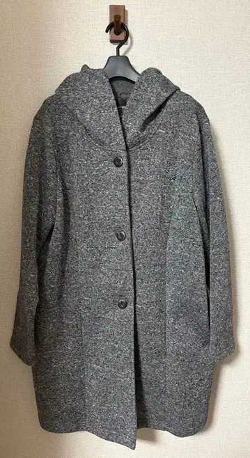 후드 부착 롱 코트 그레이 3L