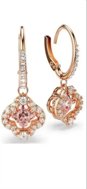 스와로브스키 로즈 골드 후프 귀걸이