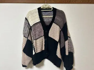 모티브 짜임 패치워크 가디건 핸드메이드