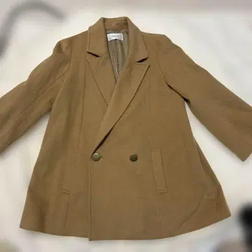 FRAY I.D 베이지 더블 브레스트 코트 골드 버튼