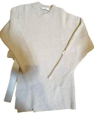 UJOH 베이지 리브 니트 스웨터