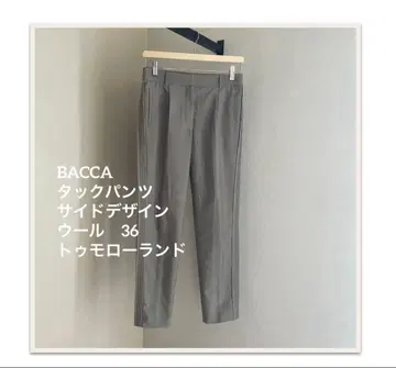 BACCA 턱 팬츠 사이드 디자인 울 36 투모로우랜드 카키