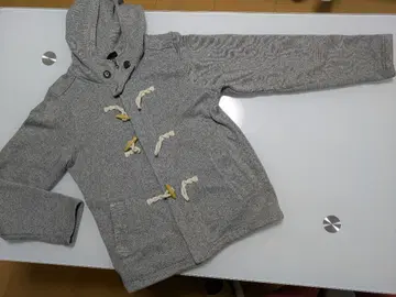 그레이 더플 코트 후드 부착