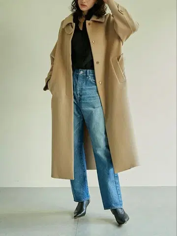 캐시미어 100% 스탠드 칼라 롱 코트