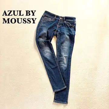 아줄바이마우지 스키니 데님 25 네이비 갸루 코튼 혼방