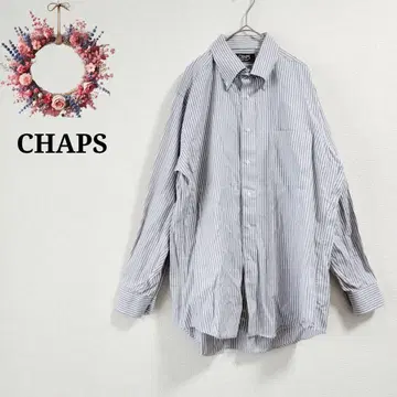 [ 빅 사이즈 43-82 ] CHAPS 스트라이프 와이셔츠 면 버튼 다운