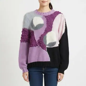 빈티지 하나뿐인! 이종 소재 패치워크 디자인 니트