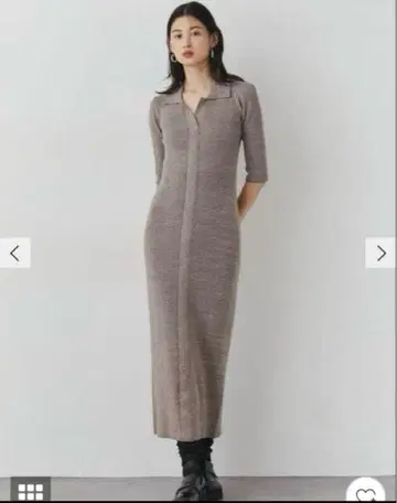 컬러 넥 하프 슬리브 니트 원피스