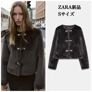 완판템 ZARA 토글 버튼 인조 모피 자켓 S 택 포함 새상품 브라운