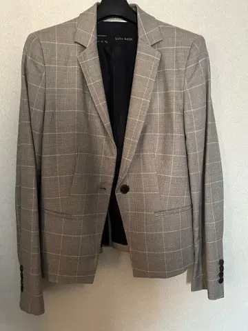 ZARA BASIC 그레이 계열 체크 무늬 테일러드 자켓