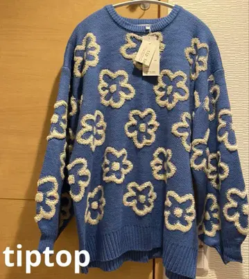 tiptop 꽃무늬 니트 블루 파랑