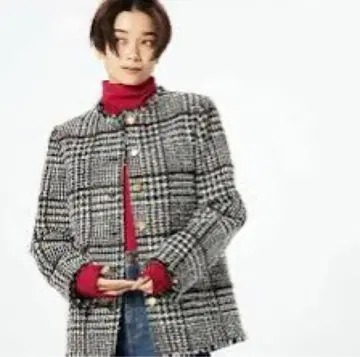 PLST 트위드 노카라 자켓 L 사이즈