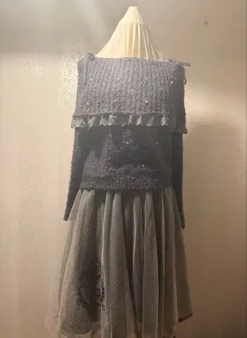 액시즈 니트 원피스 셋업 그레이