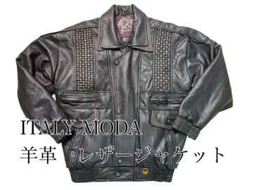 ITALY MODA 바이컬러 가죽 자켓 뜨개질 프리 사이즈