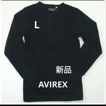 L 블랙 AVIREX 새상품 헨리넥 티셔츠