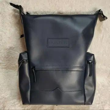 HUNTER 탑 클립 러버 코팅 가죽 네이비