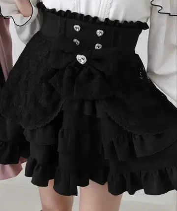 3단 프릴 레이스 리본 스커트 유메텐보