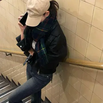 라울 체크 머플러 대형