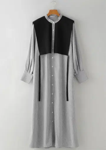 [ Apart by ] 니트 도킹 셔츠 원피스 스트라이프
