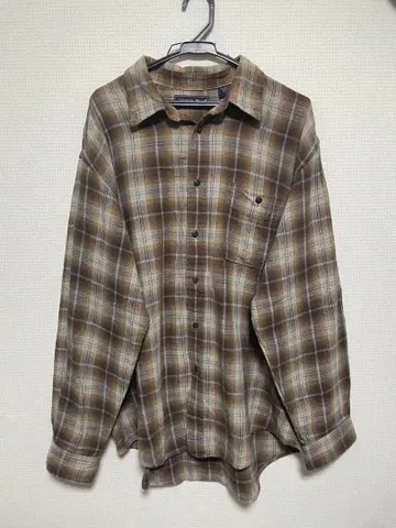 ARROW 브라운 계열 체크 무늬 플란넬 셔츠 L