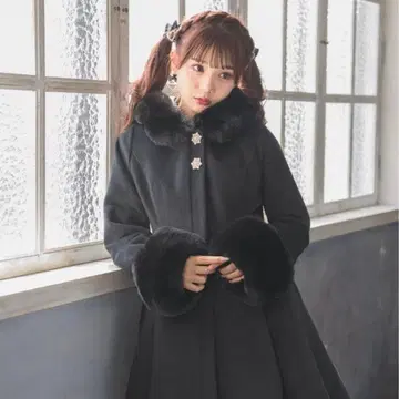 ROJITA 백리본 후디 코트 블랙