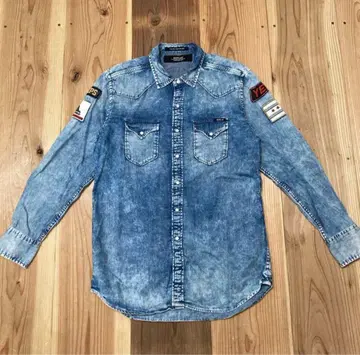 replay [ 새상품급 ] 데님 셔츠 패치 포함 긴팔 XL