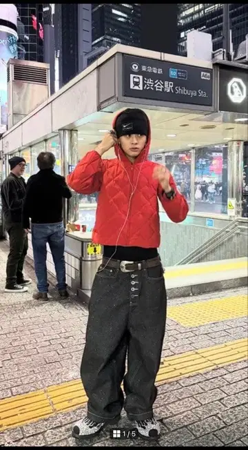 버튼 와이드 레그 데님 팬츠 블랙