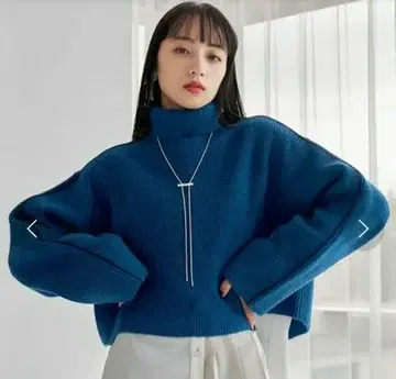 HARE 라인 하이넥 니트 블루