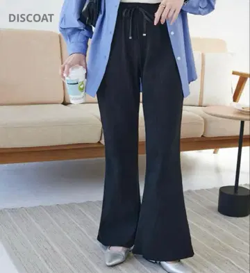 (디스코트) 리브 플레어 팬츠 블랙 S 슬림 레그 와이드 릴랙스 팬츠