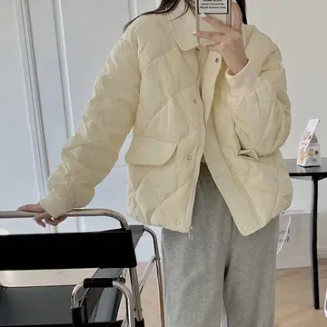 크림색 퀼팅 자켓 숏 기장 shein