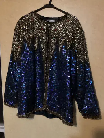 스팽글 장식 노카라 자켓