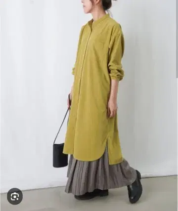 LUCALADY LUCK LUCA 밴드 카라 코듀로이 셔츠 원피스