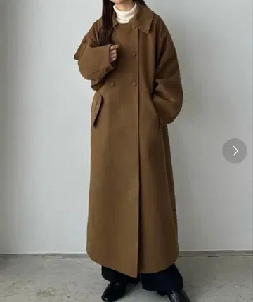 브라운 더블 버튼 롱 코트 스텐카라 코트 LARGE