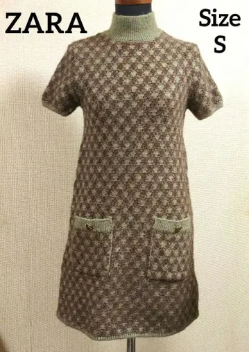 ZARA 자라 니트 원피스 반팔 울 혼방 상의 S 사이즈