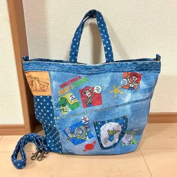 디즈니랜드 토이스토리 데님 토트백 숄더백 대용량