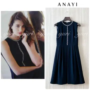 [ 1005 ] 아나이 비쥬 부착 원피스 블랙 38