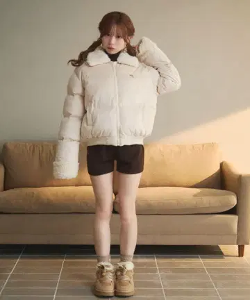 TITTY&CO. 퀼팅 보아 다운 아이보리