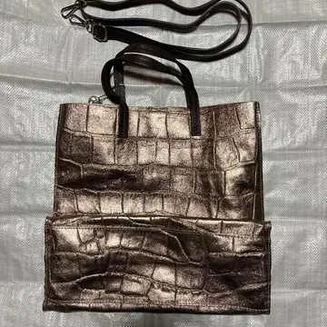 LAURA DI MAGGIO 메탈릭 브라운 토트백