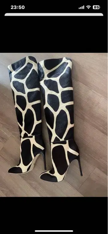 기린 패턴 니하이 부츠 약 60cm