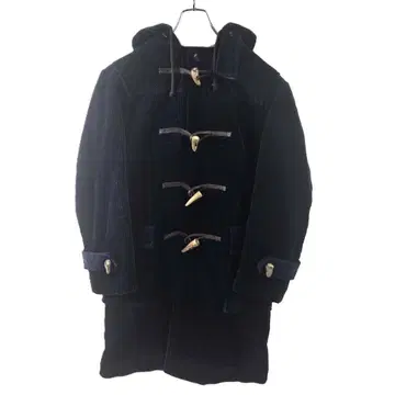 반쟈켓 굵은 폭 코듀로이 더플 코트 보아 안감 M 네이비 80s 빈티지