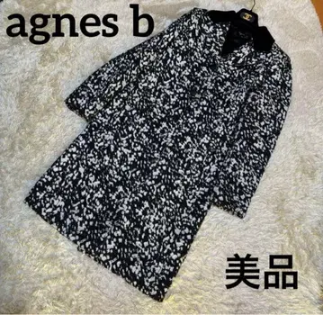 새상품급 agnes b 체스터 코트 자카드 MANTEAU 아크릴