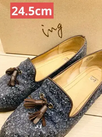 [ 새상품급 ] 잉그 24.5 태슬 로퍼 네이비 라메