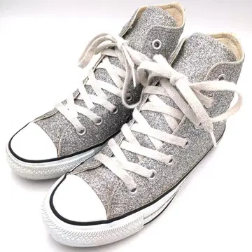 새상품급 CONVERSE 하이컷 스니커즈 23cm 실버 글리터