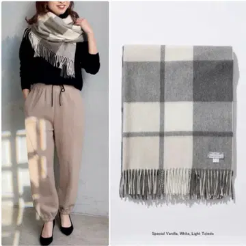 슈어 에리스 캐시미어 머플러 스톨 블록 체크 패턴 대형