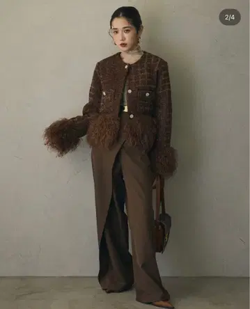 안드레아앤코 anzeal-FRE24-103 트위드 퍼 자켓