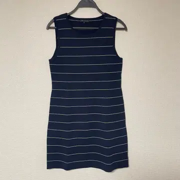 [컨디션 최상] theory 네이비 스트라이프 슬리브리스 원피스 S