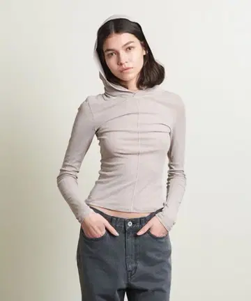 ATTISESSION 시어 후드 풀오버 라이트 그레이